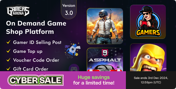Gamers Arena - Digital Online Game Store, Game Top Up , Voucher & Gamer ID Selling Tools - v2.0.1