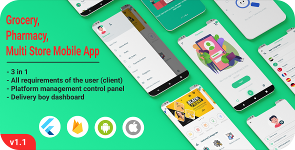 Grocery, Pharmacy, Multi Store Mobile App with Admin Panel