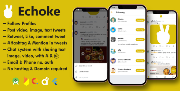 ECHOKE - Twitter Clone Chat Groups Chatting Social Network App
