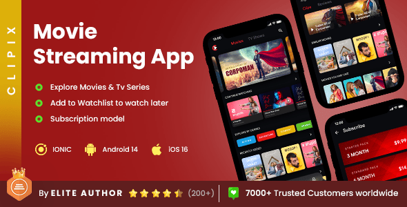 2 App Template| Movie App| Web Series App| Online Video Streaming App| OTT App| Clipix